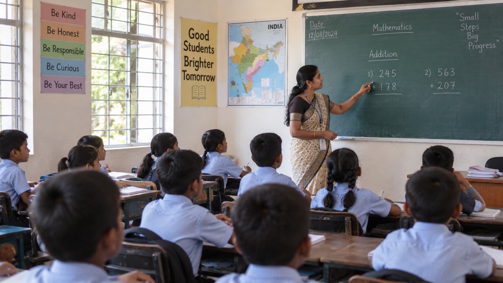Students studying for Navodaya entrance exam